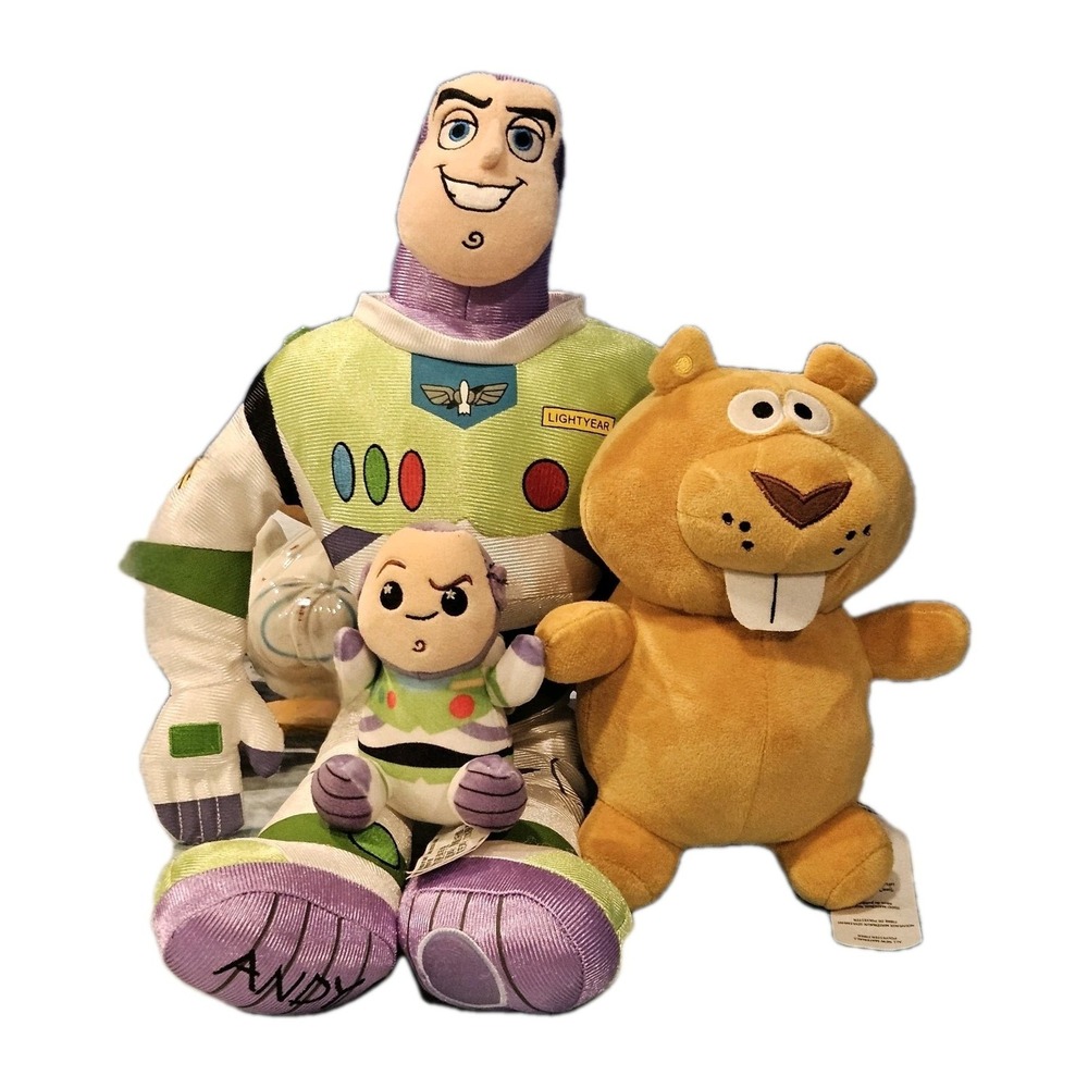 Disney Toy Story Plush Bundle Buzz Lightyear Andy Wishable Mania‎ Ride Beaver